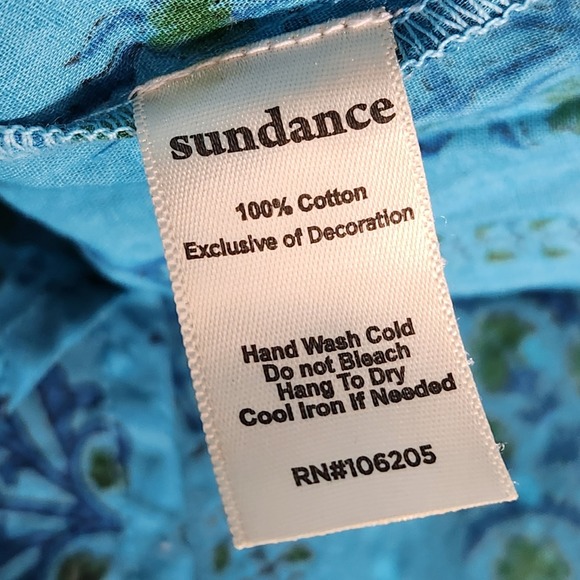 Sundance Olivia Ombre Top Size Large Blue White Peasant Tassels V Neck Floral - Picture 6 of 11